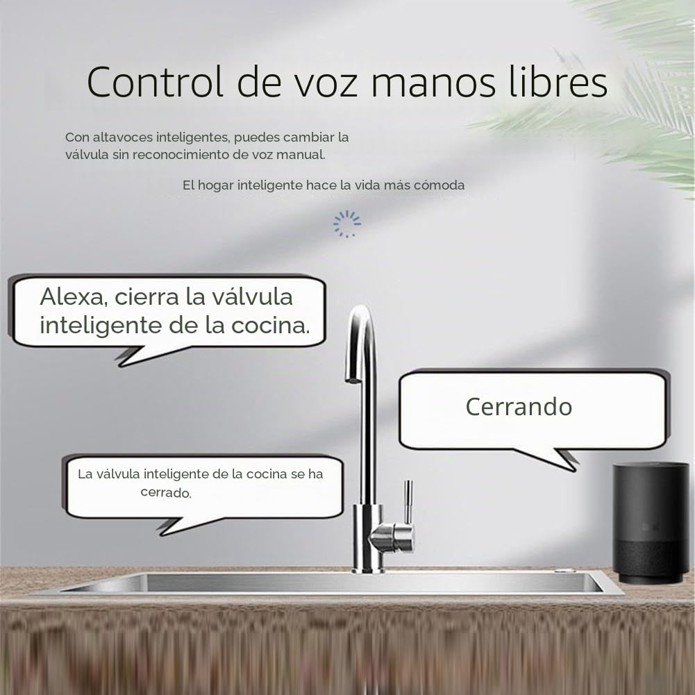 Válvula de bola eléctrica inalámbrica, Válvula de agua WiFi inteligente, Control inalámbrico de agua y gas válvula de cierre para tuberías DN15/20/25, temporizador y alarma (-EU-DN25)