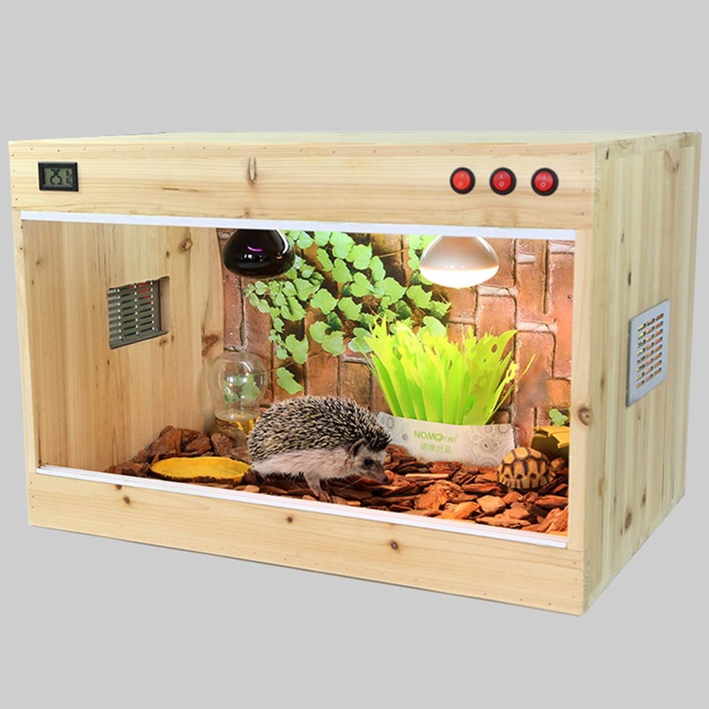 Vivarium Box Lagarto Camaleón Gecko Escalada Terrario para Mascotas Reptil Terrario De Vidrio De Madera Tanque Jaula para Anfibios (Marrón 40x30x30cm)