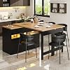 Extendable Bar Table with LED Lighting & 360° Swivel | Adjustable 120-180 cm Modern Kitchen Island Table with Storage | Smart Multifunctional Sideboard, Dining & Work Table (Black-LED)