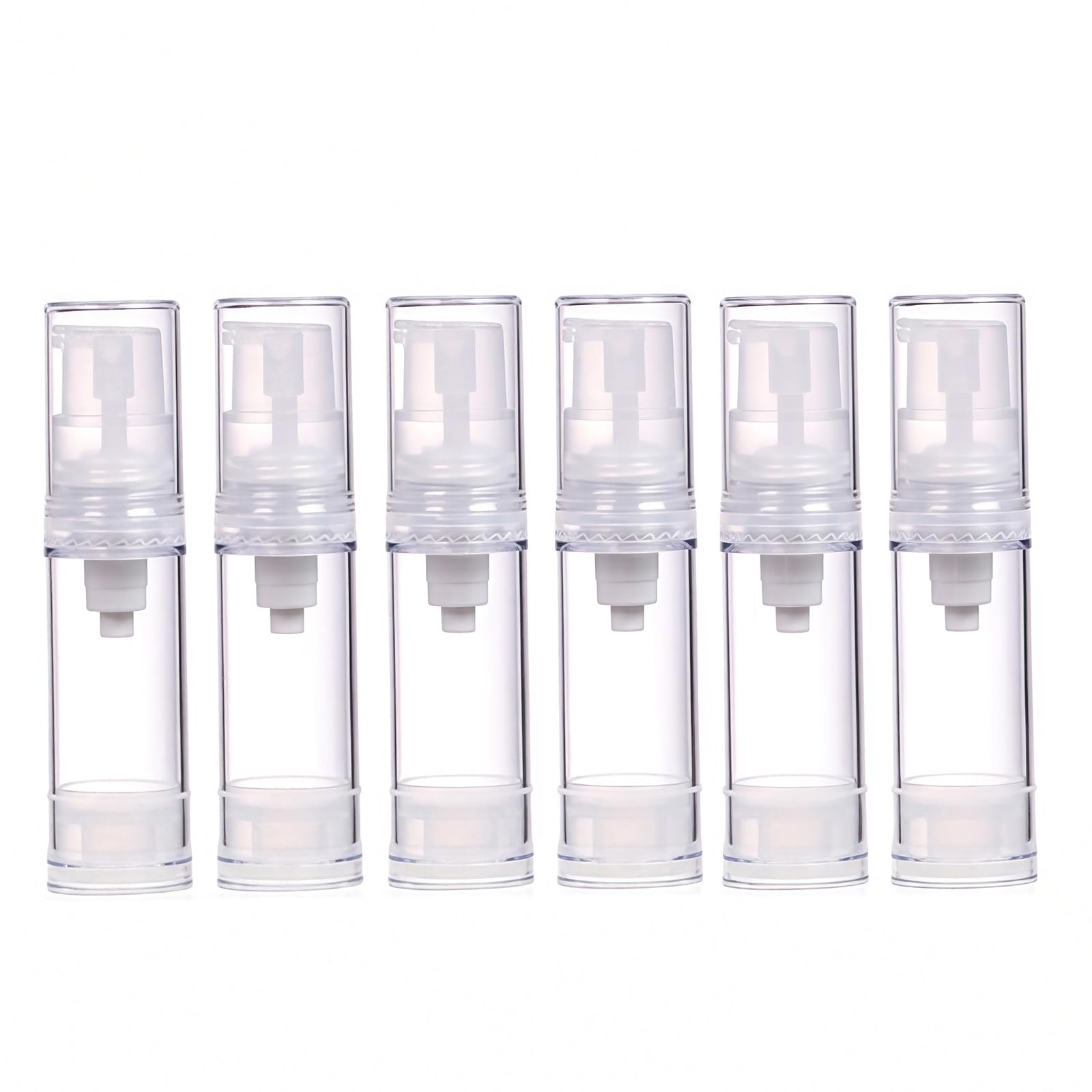 erioctry 5ML Airless Pump Bottle-Empty Refillable Airless Vacuum Pump Cream Lotion Bottle Travel Bottles Toiletries Liquid Container for Cosmetic Make-up Pack of 6 (Transparent)