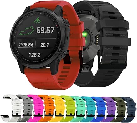 AISPORTS Compatible for Garmin Fenix 8 43mm/7S/7S Pro/6S/6S Pro/5S/5S Plus Strap Silicone, 20mm Quick Fit Watch Strap Soft Silicone Sport Wristband Bracelet Replacement Strap for Garmin Instinct 2S