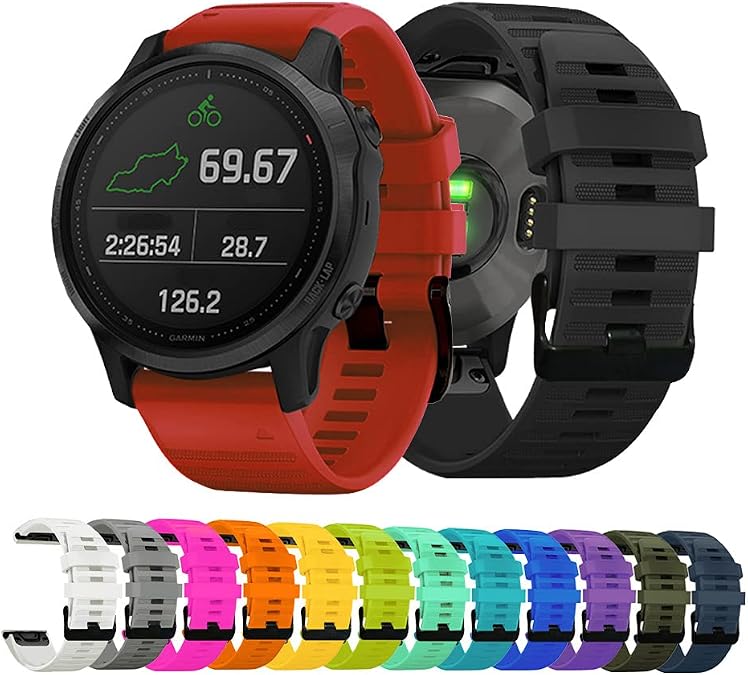AISPORTS Compatible for Garmin Fenix 8 43mm/7S/7S Pro/6S/6S Pro/5S/5S Plus Strap Silicone, 20mm Quick Fit Watch Strap Soft Silicone Sport Wristband Bracelet Replacement Strap for Garmin Instinct 2S