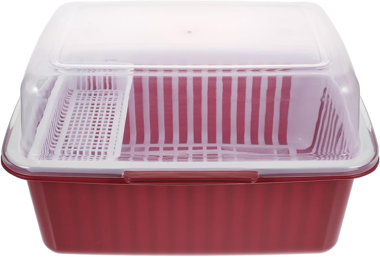 Hemoton Milk Bottle Draining Box and Tableware Storage Rack with Lid 15.35X12.20X8.66 Inch Plastic Organizer for Kitchen and Baby Bottle Holder