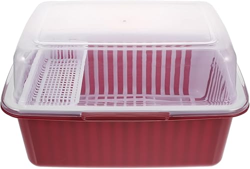 Hemoton Caja de drenaje para botellas de leche y estante de almacenamiento de vajilla con tapa de 15.35 x 12.20 x 8.66 pulgadas, organizador de