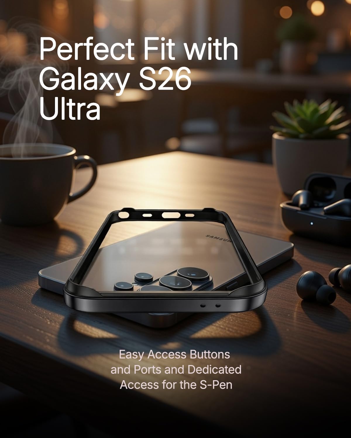 RAEGR Case | Anodized Aluminum Bumper | Edge Armor Protective Minimal Case Designed for Galaxy S26 Ultra (2026) - Black RG10657 — Amazon image 3