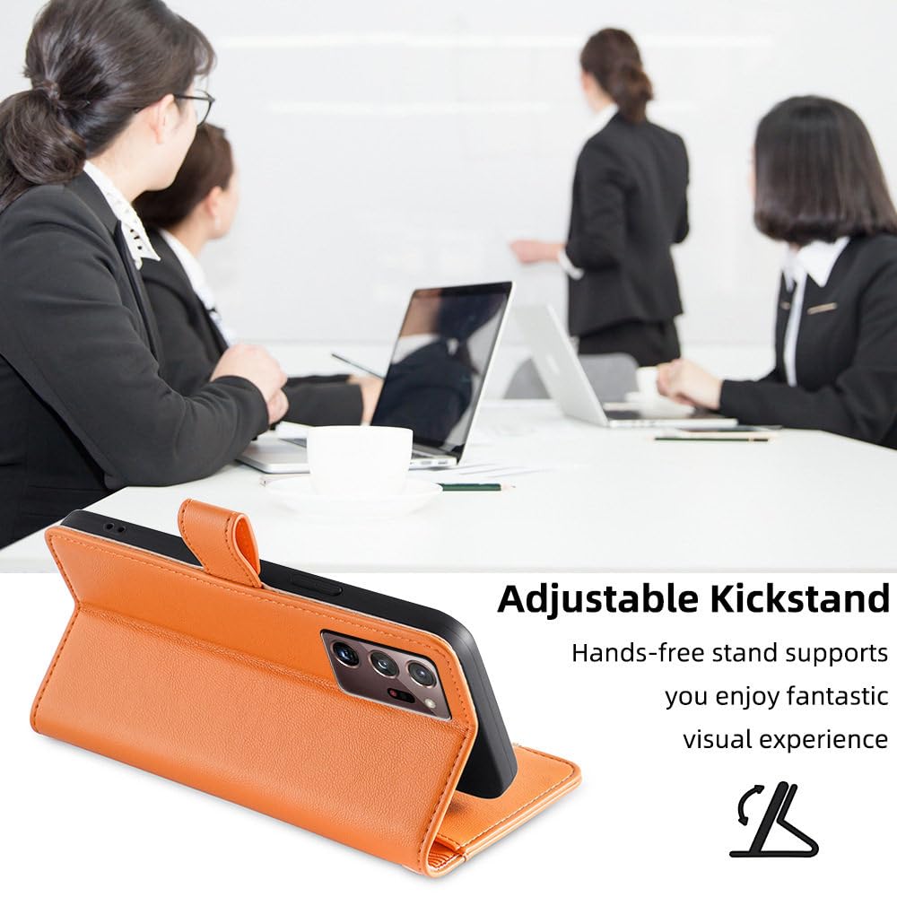 Funda con Tapa Tipo Billetera con Cremallera Cruzada para Samsung Galaxy S23 S22 Plus S21 S20 FE Note 20 Ultra A54 A53 A34 A14 A22 5G, Naranja, para Galaxy A33 5G