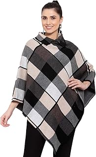 513 Women Girls Acrylic Winter Wear Solid Knitted Open Front Poncho Shrug,Black-picture-21