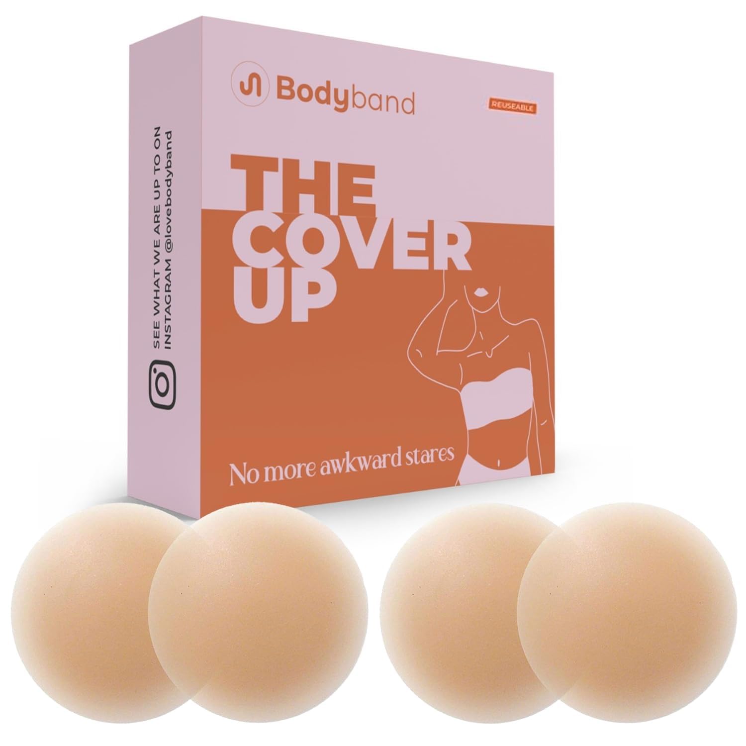 Bodyband Reusable Silicone Nipple Pasties for Women - Thin, Skin-Friendly Adhesive Pads for Under Bra - Breast Cap Cover for Girls - 2 Pairs-image-16