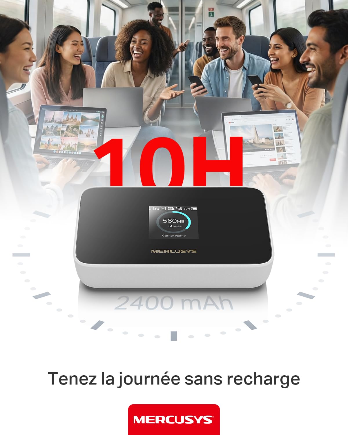 TP-Link MT115 Mercusys Hotspot 4G LTE Mobile Wi-Fi MiFi 6 AX300 Jusqu'à 287 MB/s Pocket WiFi Portable Batterie 2400 mAh Écran LCD Déverrouillé
