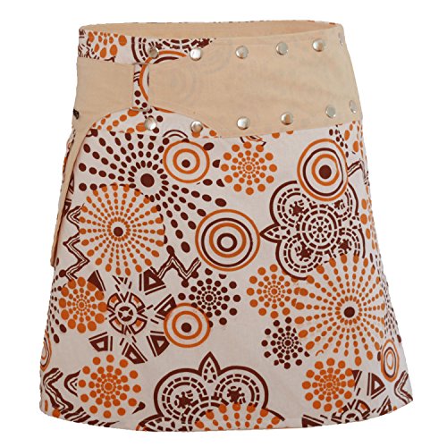 PUREWONDER Damen Wickelrock Baumwolle Rock mit Tasche sk170 Weiß...