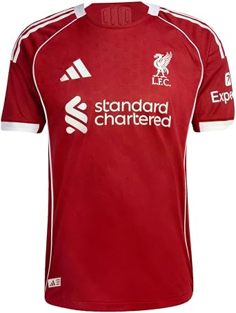 adidas Liverpool FC 25/26 Mens Home Authentic Jersey US, Alpha, Large, Regular, Regular, Strawberry Red