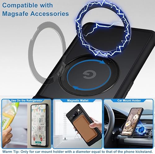 Miniatura 2 de Funda para Google Pixel 8 compatible con Magsafe soporte invisible integrado TPU a prueba de golpes, resistente, delgada, mate, translúcida, funda