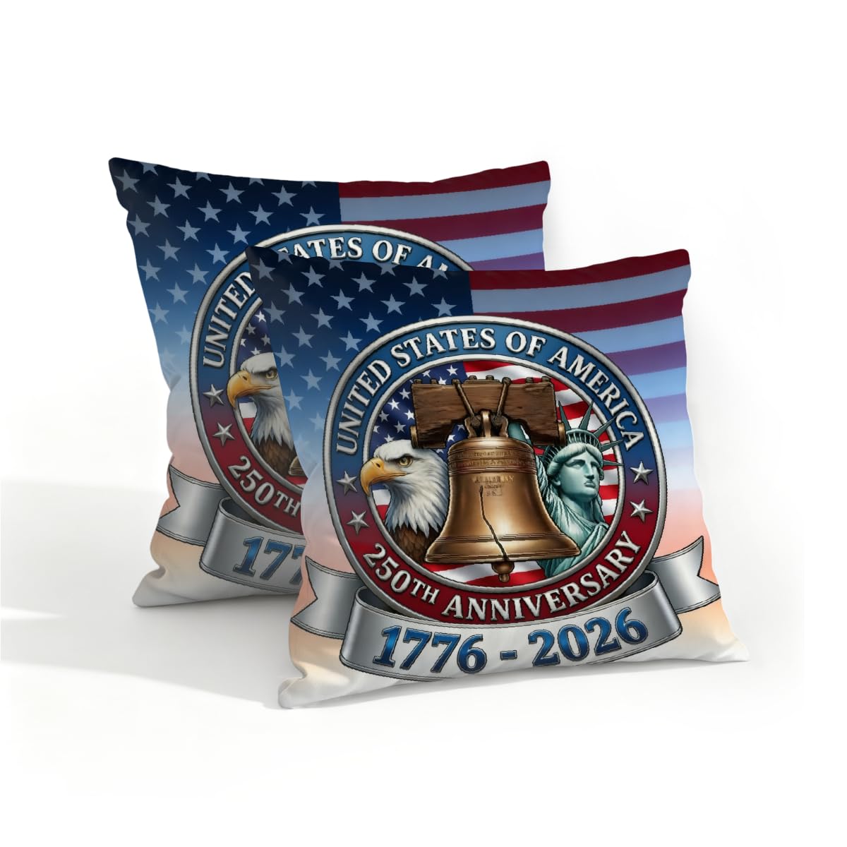 Outdoor Pillow Covers Waterproof Pillowcases 16x16in Set of 2 America Flag 250th Anniversary Decorative Throw Cushion Case for Couch Sofa Garden Patio Furniture