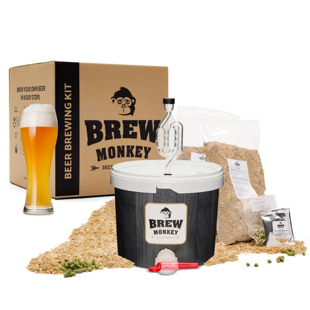 Brew Monkey® Kit Per Fare La Birra Bianca | Kit Base 5 L | 5,7% VOL. | Kit Per La Produzione Di Birra | Idee Regalo Uomo | Kit Birra | Regali Uomo Originali | Regalo Natale