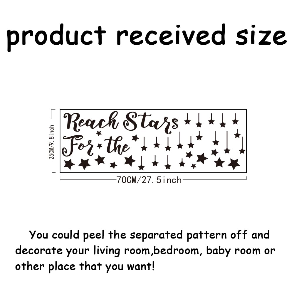 SUPERDANT Reach for The Stars Quote Wall Stickers Vinyl Wall Art Decal Inspirational Quote Teen Decor Sticker for Home School Office Kids Room Bedroom Nursery Decor - Image 3