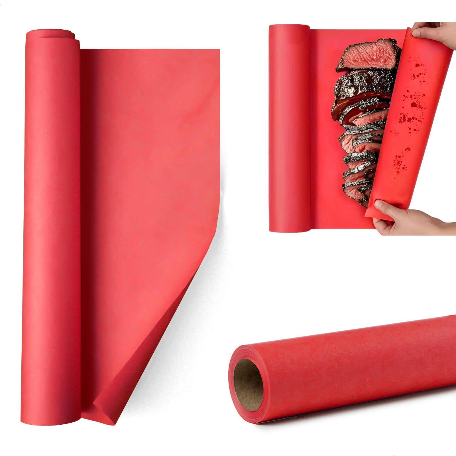 Produktbild von Tikxlafe Metzgerpapier Pink – 60cm X 25m BBQ Kraftpapier – 70 Gsm, Lebensmittelecht, Für Smoker & Grill