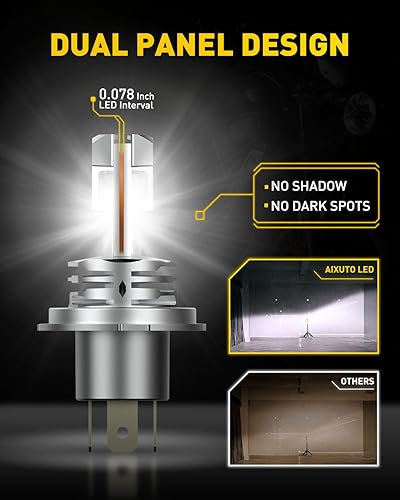 Miniatura 3 de AUXITO Bombilla de luz antiniebla H4 para motocicleta, tamaño real 1:1, 400% más brillante, bombilla de luz antiniebla 9003/HB2 sin ventilador