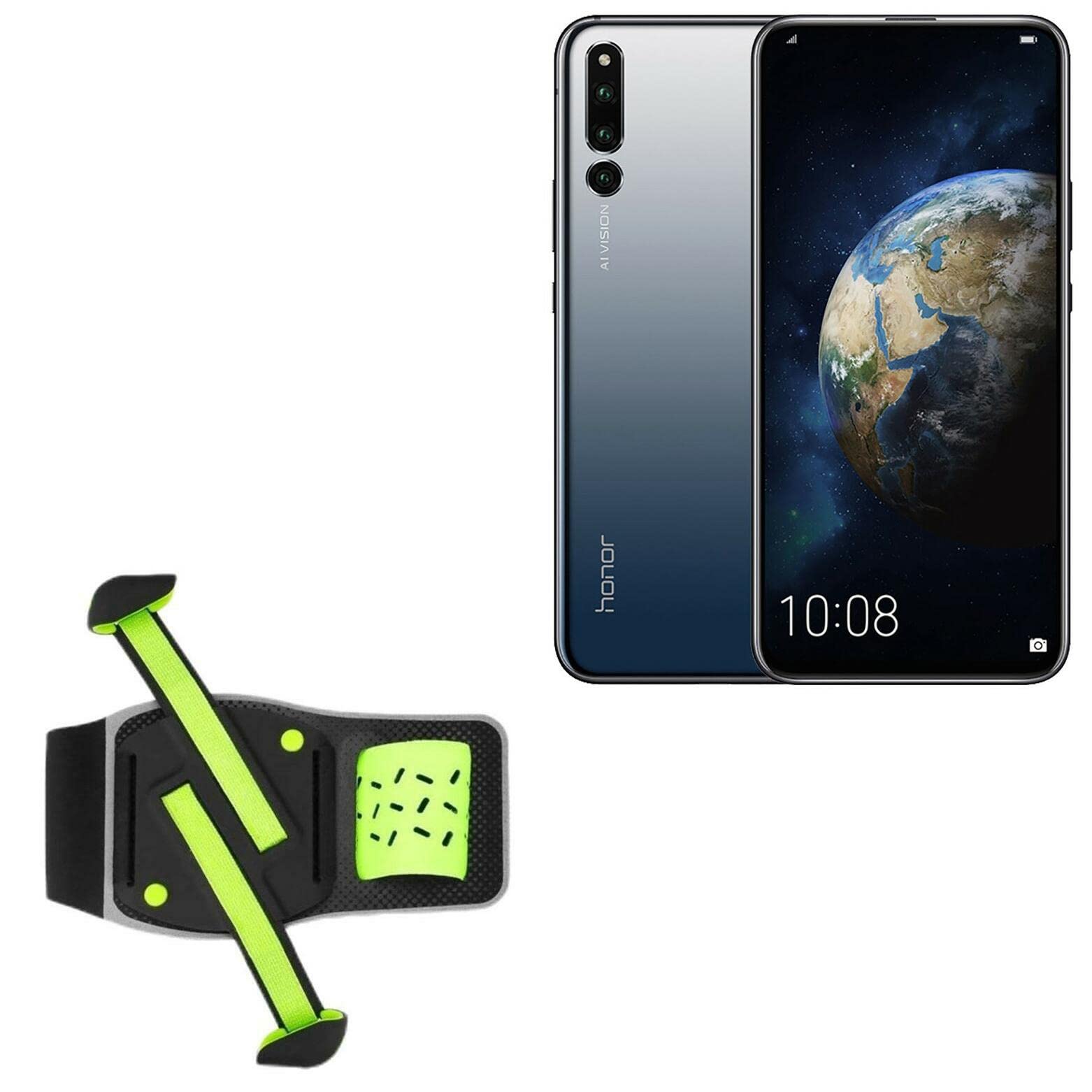 BoxWave Holster Compatible with Honor Magic 2 - FlexSport Armband, Adjustable Armband for Workout and Running - Stark Green