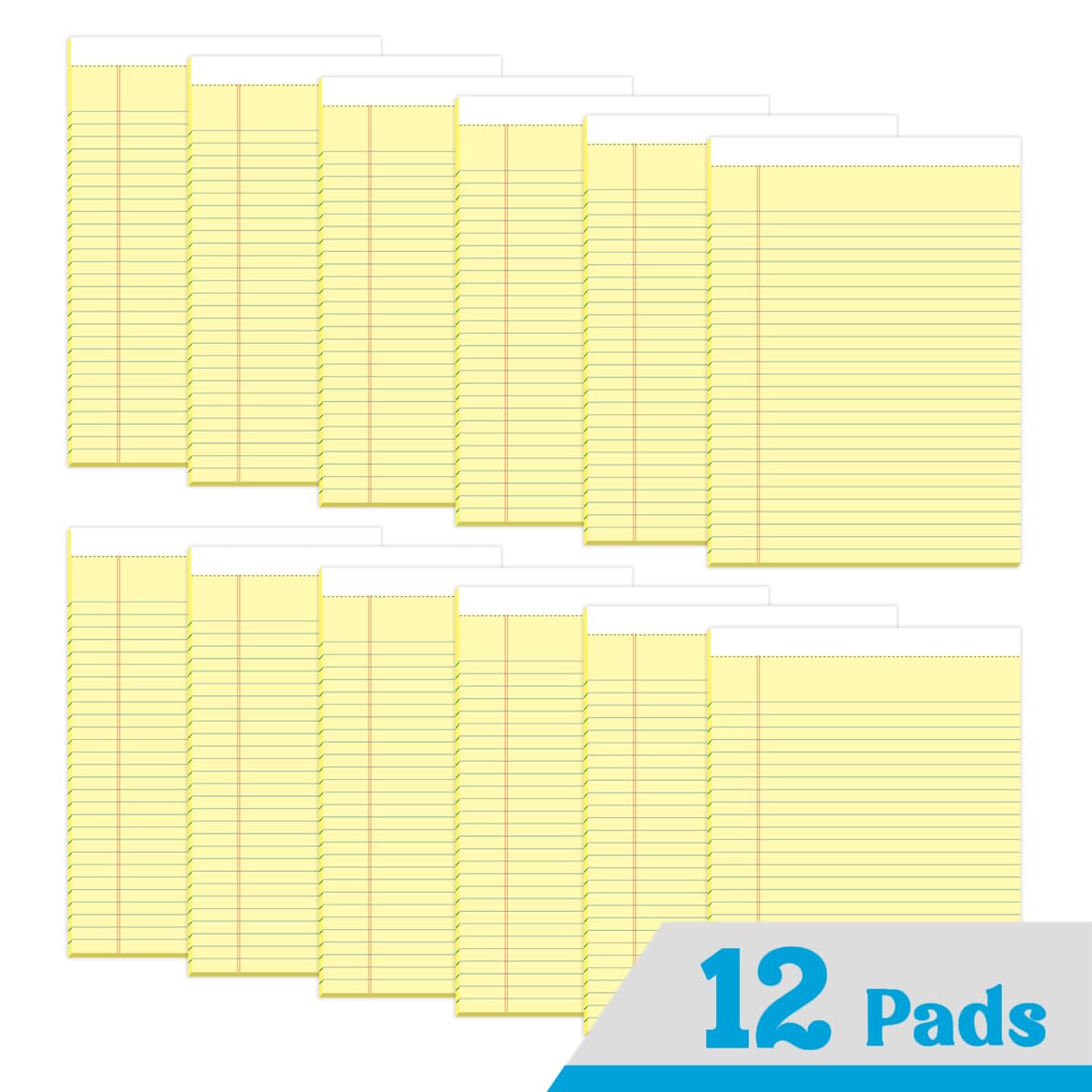 KAISA Blocchi per appunti a righe strette 12,7 x 20,3 cm 50 fogli 12 blocchi canarino