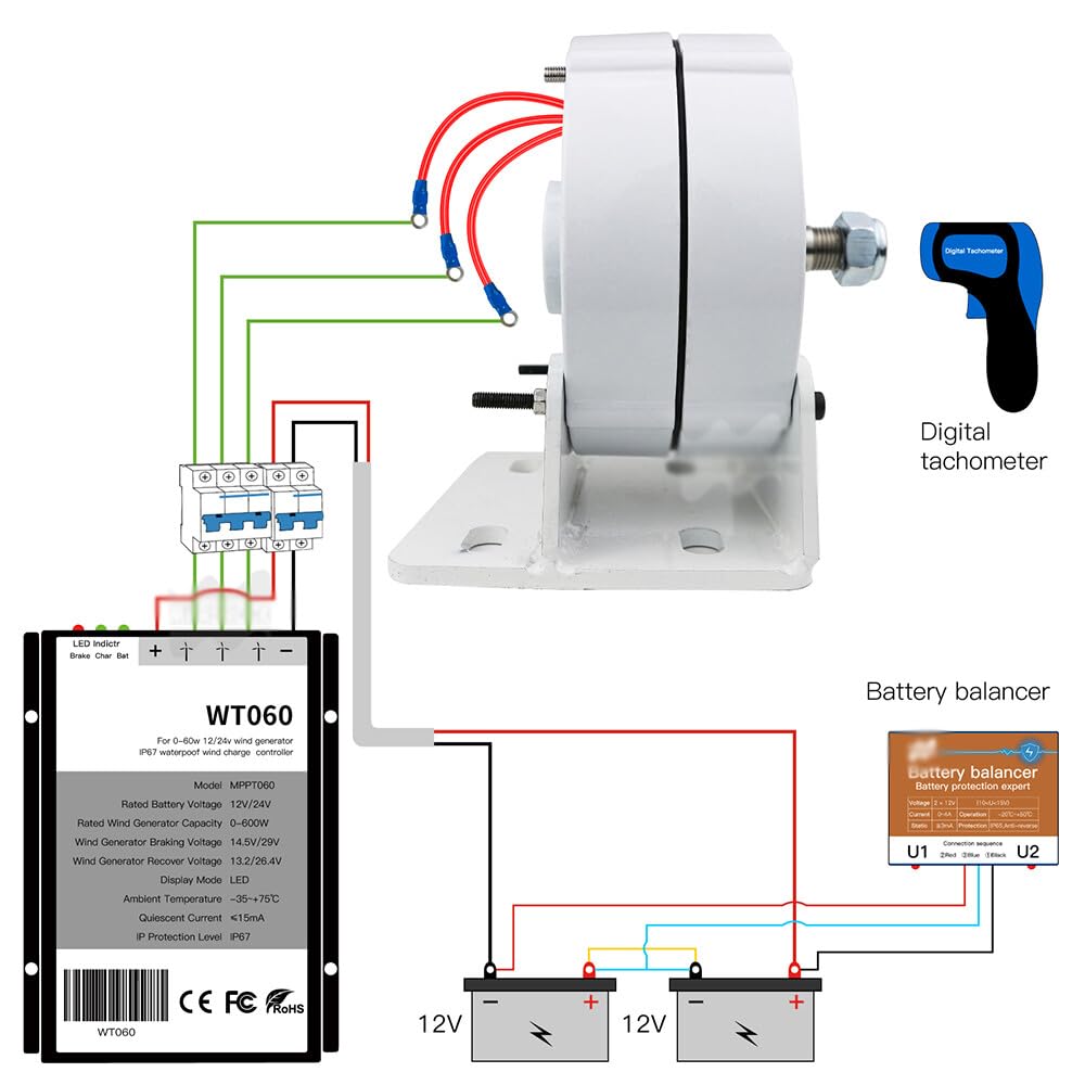 Générateur d'aimant Permanent Synchrone 600W sans engrenage, générateurs alternateurs AC à 750TR/Min 12V,24V,48V avec Utilisation de Base pour la Turbine éolienne Turbine