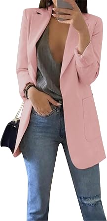 DIACACY Womens Open Front Long Sleeve Blazers Jacket Solid Color Plus Size Comfy Blazers