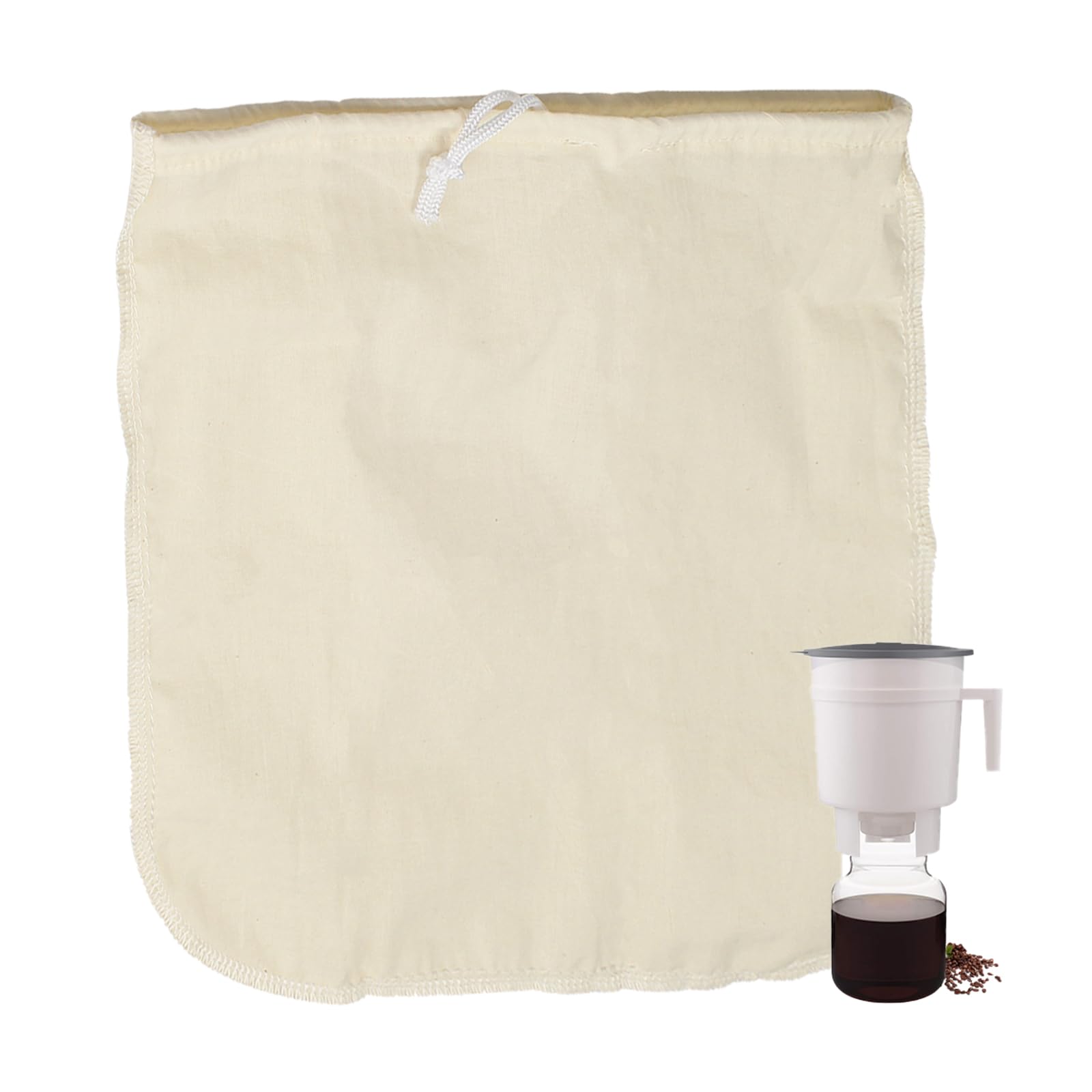 Cold Brew Coffee Filter Bag Compatible with Toddy Cold Brew System, Large 12in x 11in Organic Cotton Reusable Coffee Filter with Easy Open Drawstring Fits for Mason Jars, Pitchers, 1 Pack