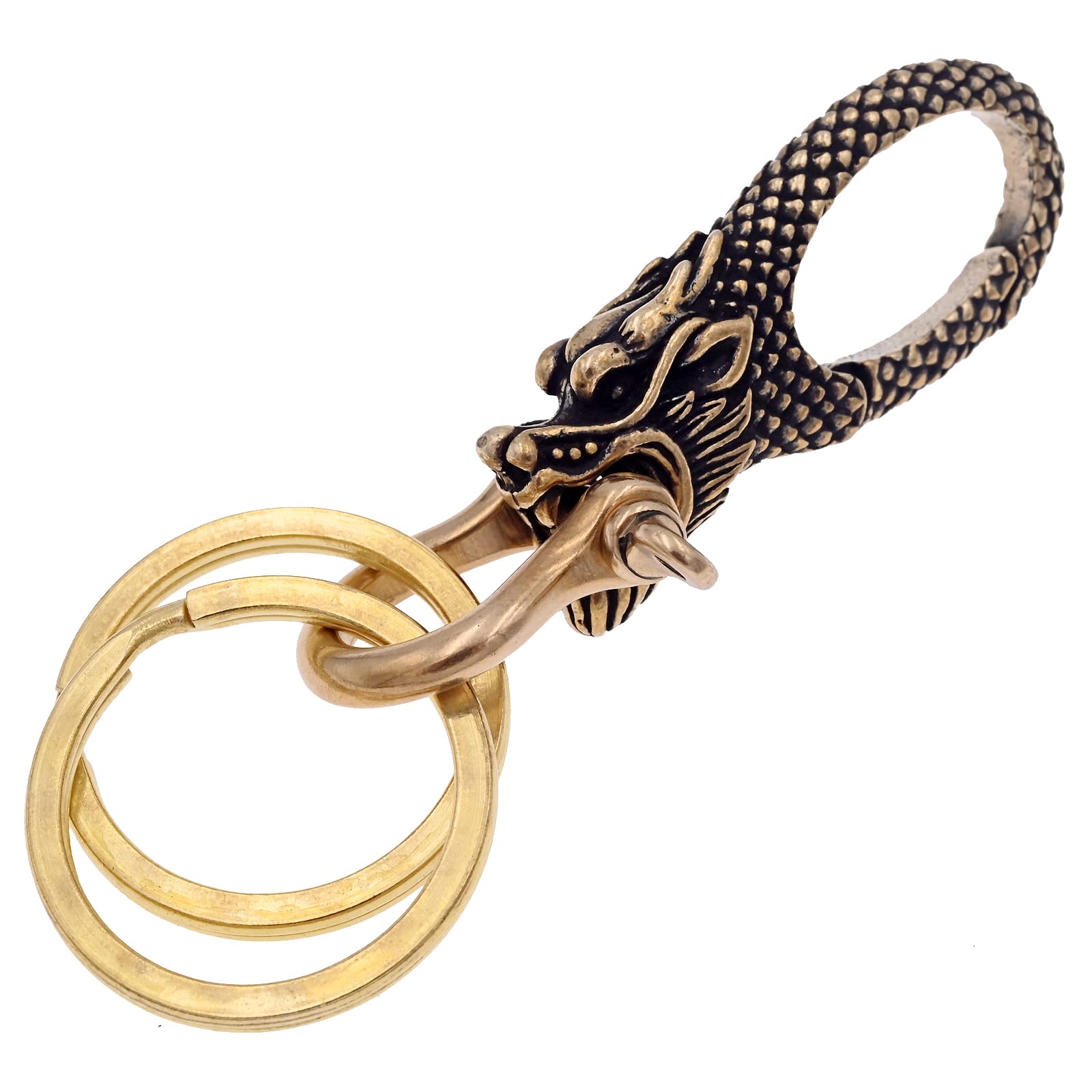 KMOATIM Brass EDC Lucky Chinese Dragon Keychains for Men,Antique Copper Feng Shui Key Chains Charms Keys Ring Holder,for Success and Wealth