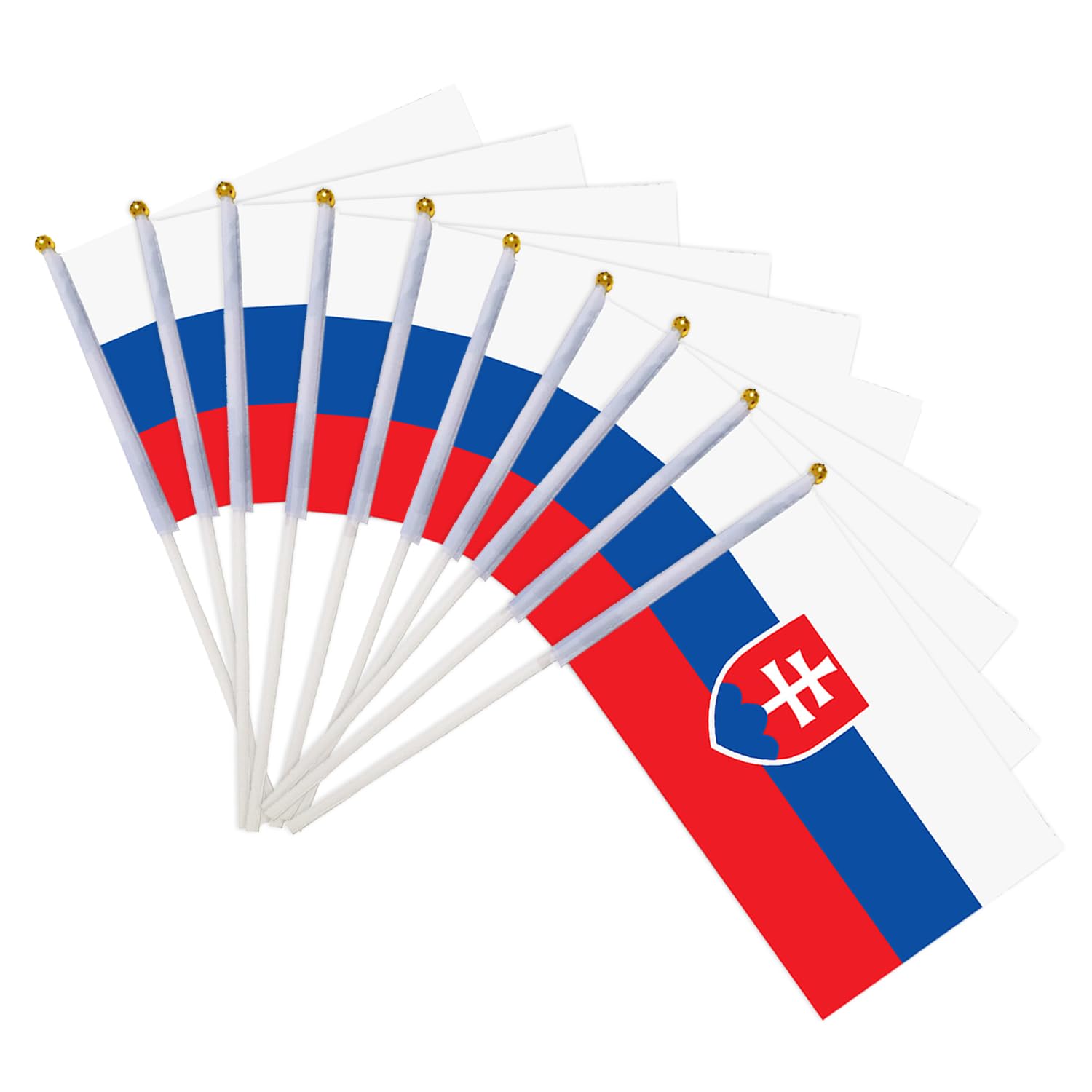 20PCS Slovakia Hand Waving Flags on Stick, 14x21cm Mini Slovakia Handheld Flags for Football Supporters Olympic Game Sports Fans Party Supplies (20)