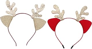 2Pcs Tiara De Natal Tiara De Orelhas De Animal Tiara De Orelha De Animal Tiara De Saco De Natal Tiara De Rena De Natal Tiara De Alce De Natal Tiara De Veado De Natal Chifres De