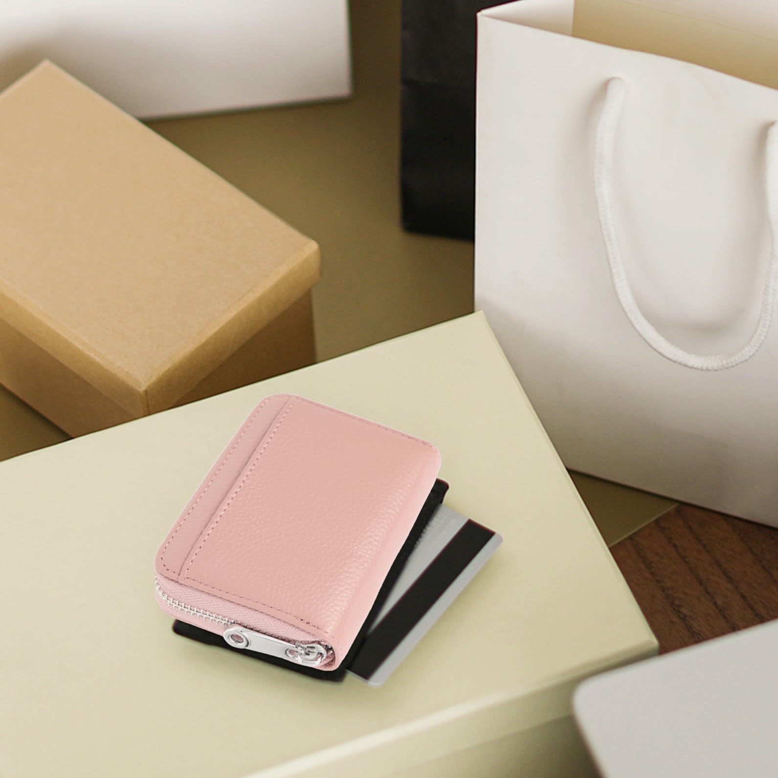 SHERCHPRY 3piezas Portatarjetas De Crédito De Piel De Vaca Organizador De Tarjetas De Gran Capacidad Tarjetero Multifuncional Elegante y Portátil para Uso Diario