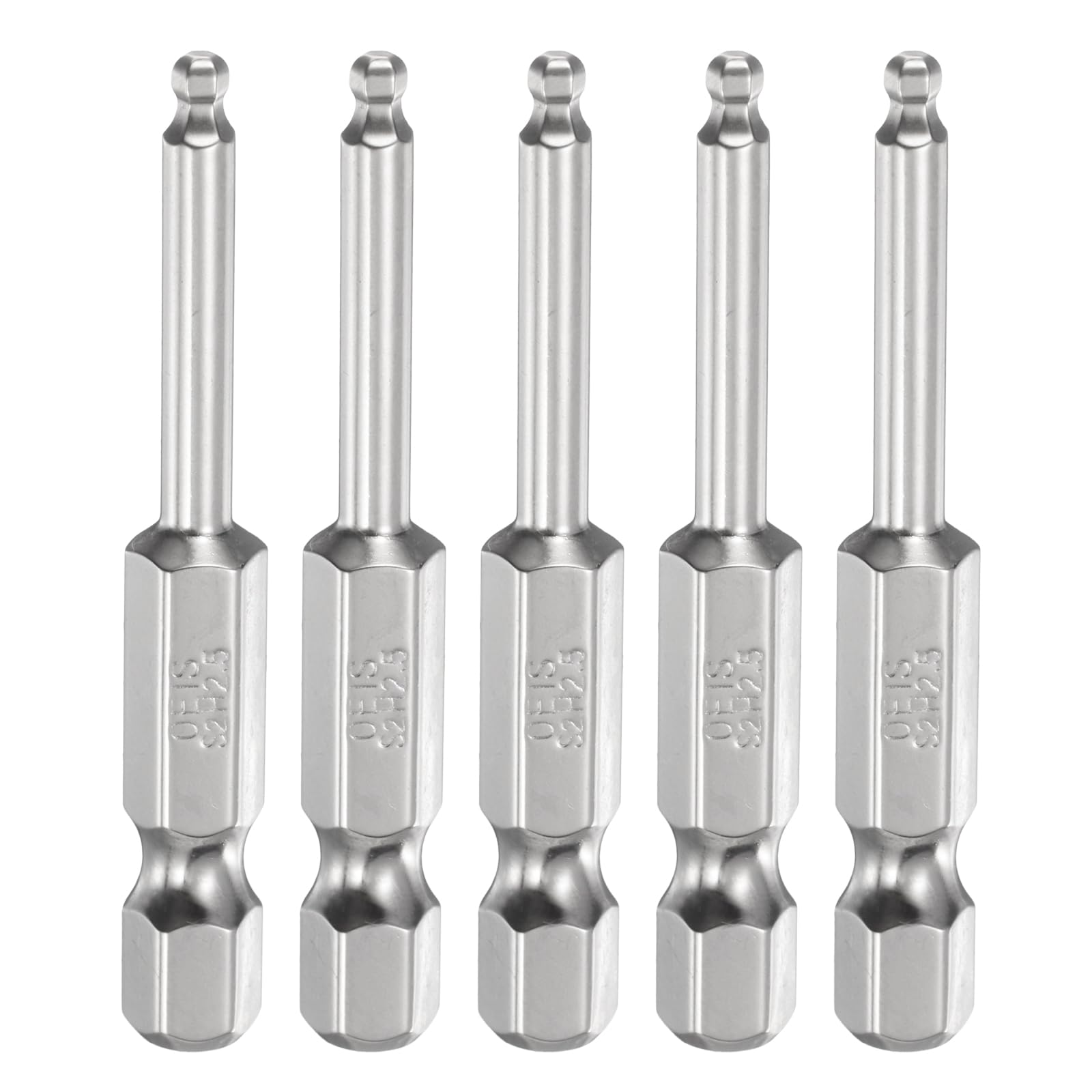 sourcing map 5pcs Ball End Hex Screwdriver Bit H2.5 (2.5mm) Head 1/4" Hex Shank 50mm (2") Long Magnetic S2 Steel Metric Screw Driver Drill Bit Wrench Socket Power Tool
