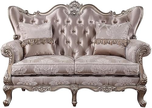 Miniatura 3 de Acme Jayceon - Sofá biplaza de tela copetudo con 2 almohadas en color beige champán