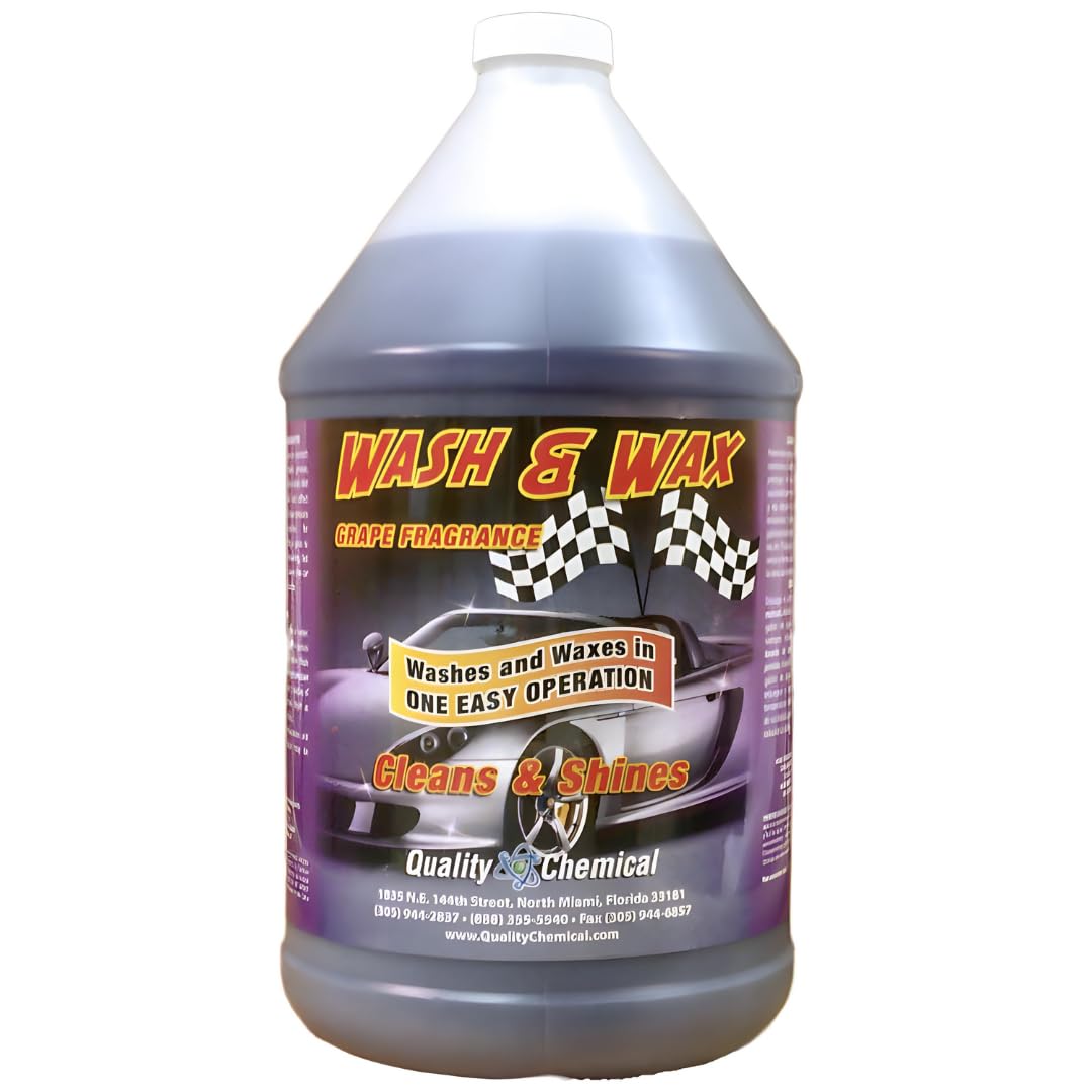 Quality Chemical Wash and Wax - Grape Scented Soap for Cars and Motorcycles - Cleans and Waxes in One Easy Step - Easy Rinse, Scratch Free Soap with Wax Protectant 128 oz (Pack of 1)