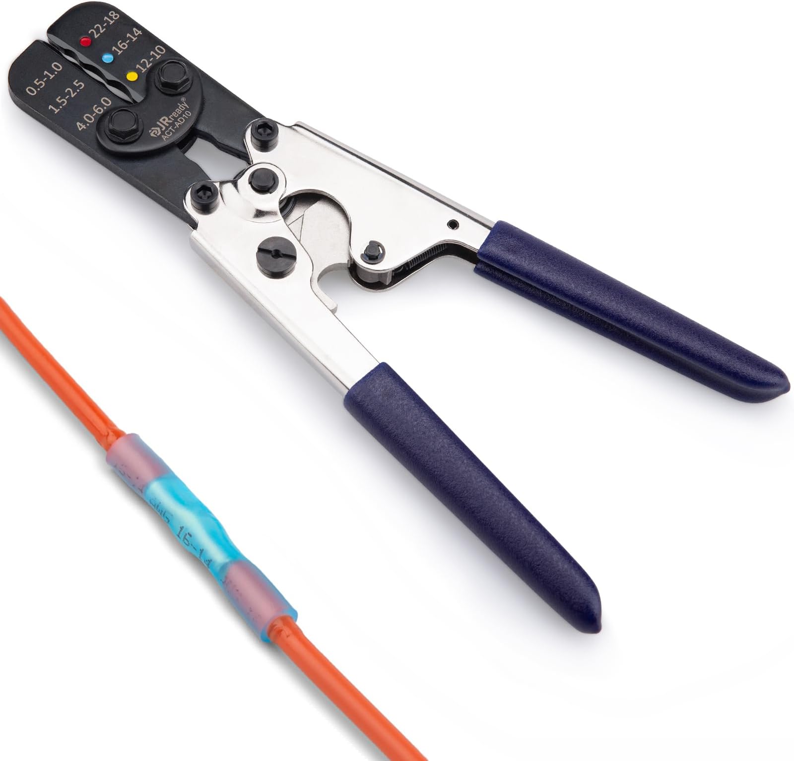 ACT-AD10 Ratcheting Crimping Tool, 22–10 AWG Wire Crimper for Heat Shrink Butt Connectors & Insulated Terminals, Oval Crimp Die, Full-Cycle Ratchet for Marine/Automotive/RV Wiring