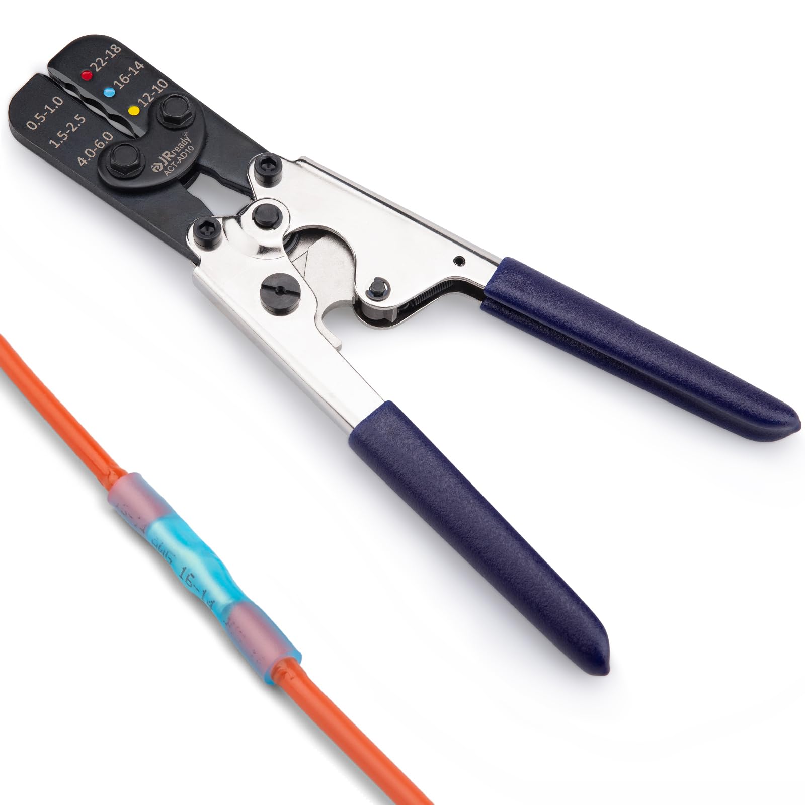 JRready ACT-AD10 Wire Crimping Tool for Heat Shrink Connectors AWG 22-10 - Ratchet Wire Terminal Crimper - Available For Heat Shrink Butt Connectors