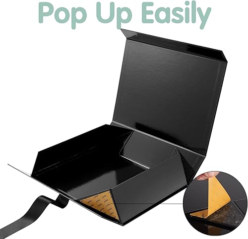 Miniatura 6 de HAPPY POTATO Caja de regalo grande negra con tapa y cinta de 13.5 x 9 x 4.1 pulgadas, caja de propuesta de padrino, caja de regalo magnética para