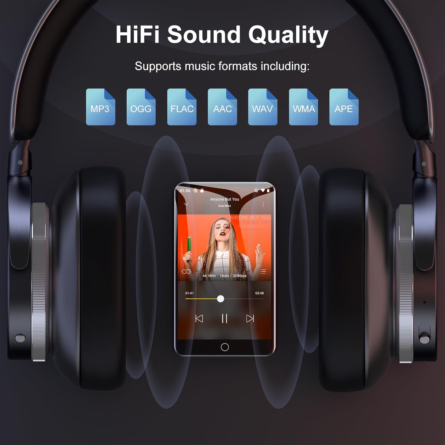 Android MP3 Player mit Bluetooth und WiFi, Diofox 80GB MP4 Player mit Spotify, Amazon Music, Audible, Play Store, FM-Radio, 4,0 Zoll Touchscreen Digitaler Musikplayer mit Lautsprecher - Schwarz