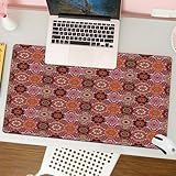 MESHIZIY Mauspad (400 × 800 MM) Verlängertes großes Mauspad Schreibtischauflage, rutschfeste Gummibasis, Gaming-Mauspad XLMarokkanisches, Vintage-Fliesenmuster mit ovalen Motiven Osmanische Mandala