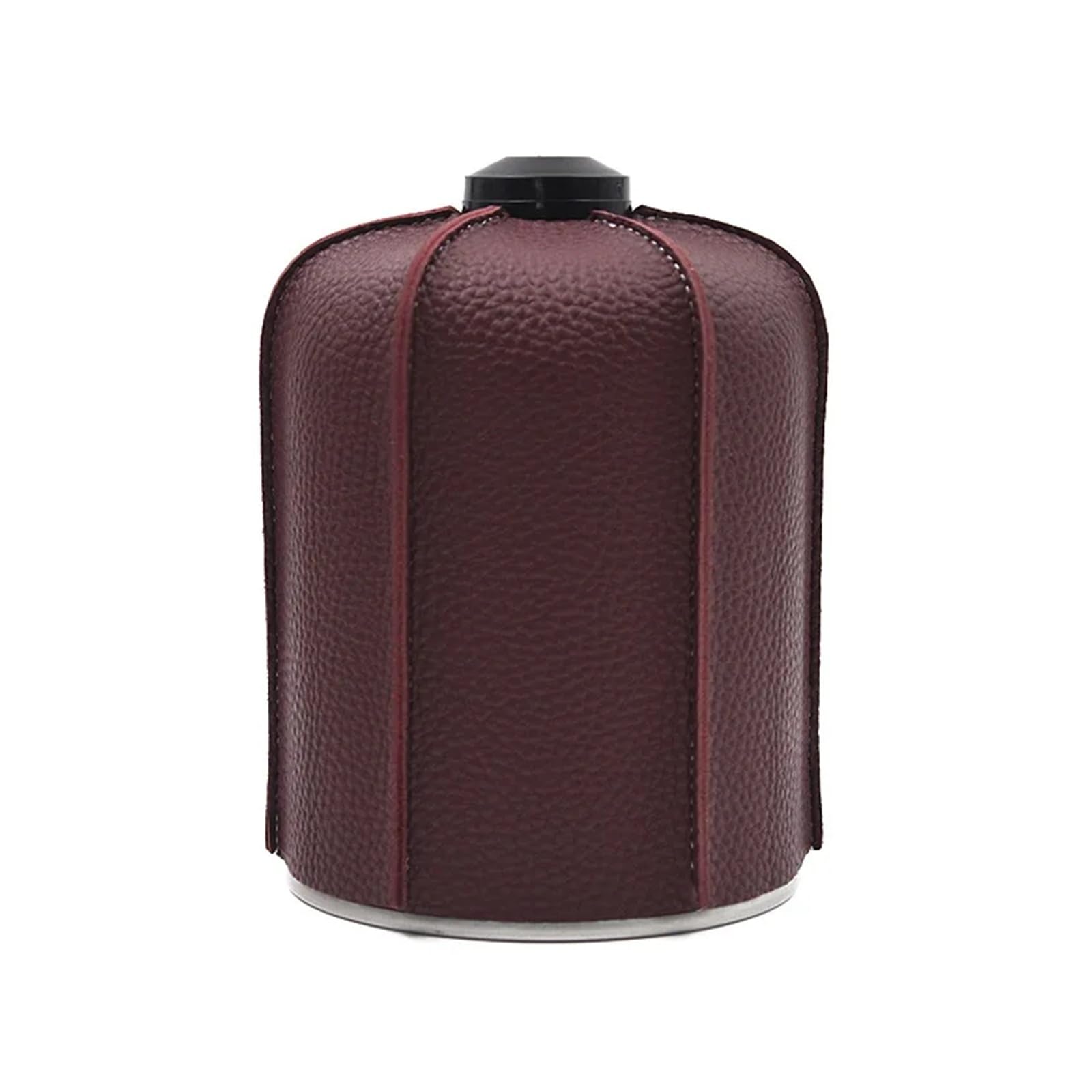 1PCS Outdoor Camping Flat Gas Cylinder Leather Cover Alpine Picnic Protective Butane(Wine Red L)