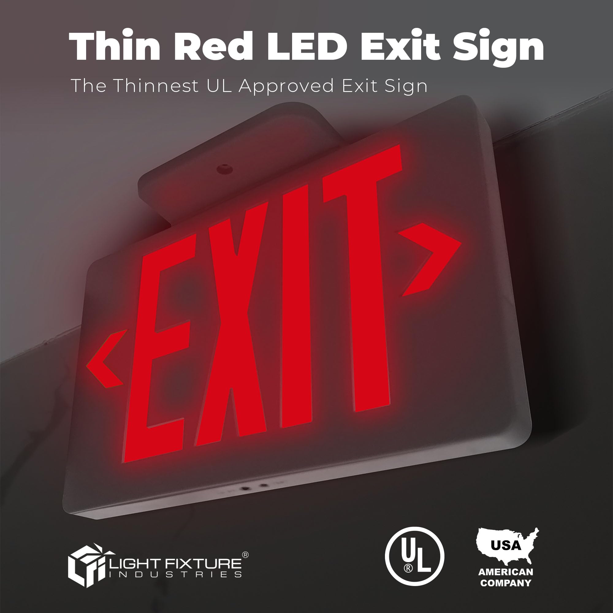 LFI Lights – Luz de emergencia con cable ultra delgada con señal de salida LED – batería de respaldo roja – certificación UL – LEDTR