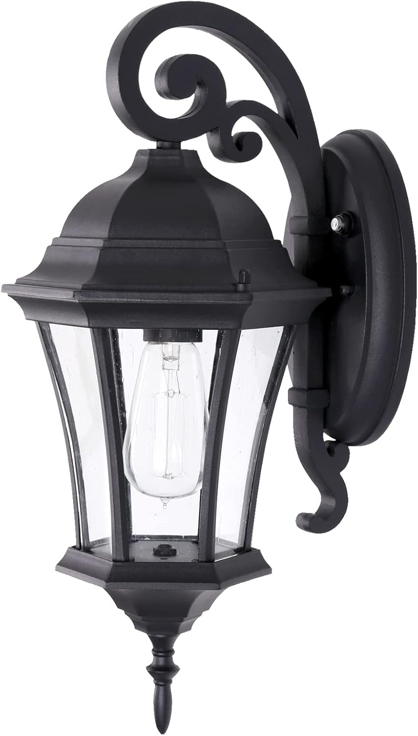 GOALPLUS Dusk to Dawn Outdoor Wall Light 18In. High Matte Black Light