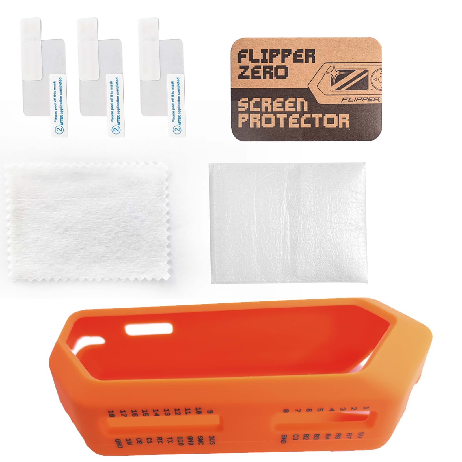 ANBOO Funda de silicona y 3 protectores de pantalla para Flipper Zero, Flipper Zero Hacking Tool, Flipper Zero Case – Naranja