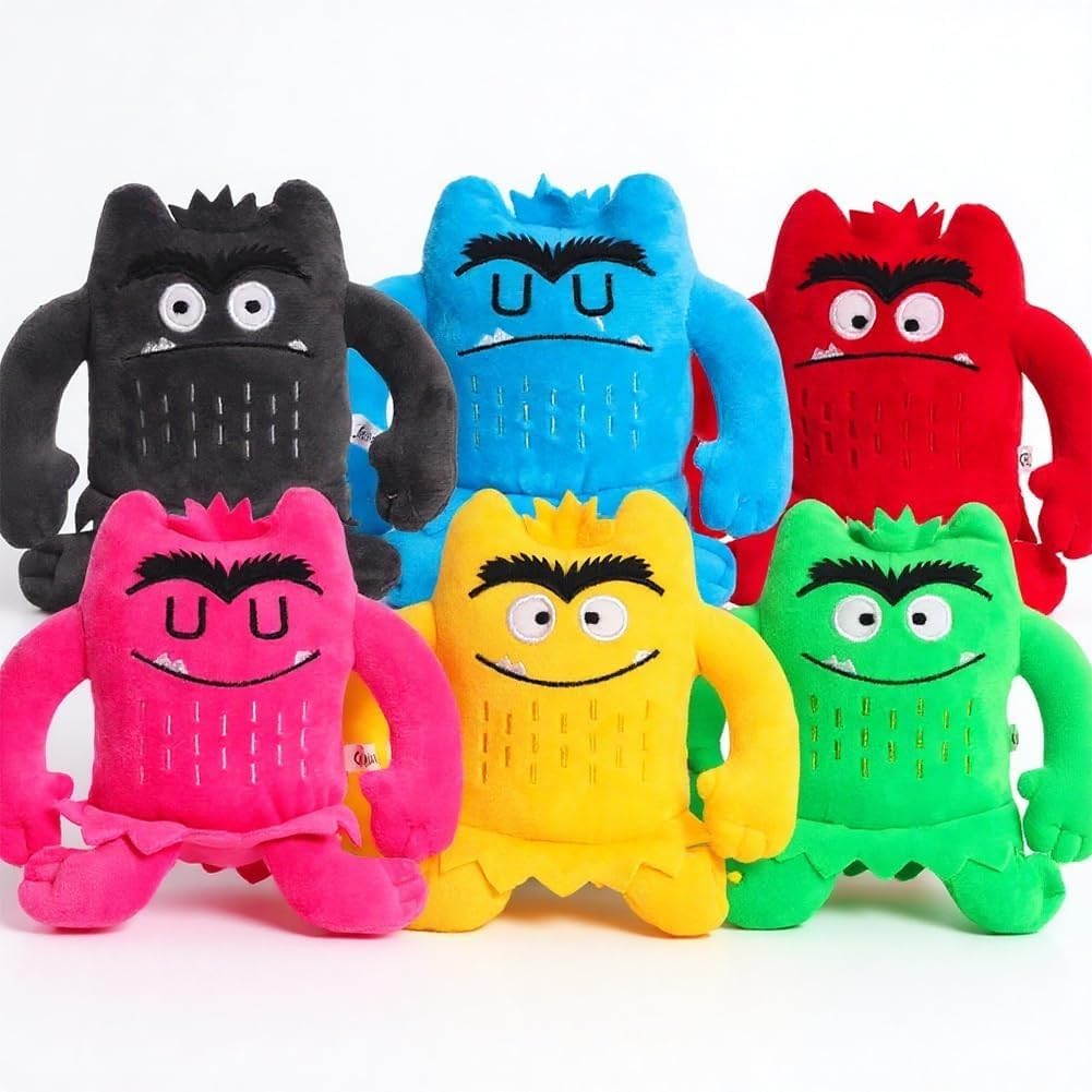 Color Plush Toy Set of 6, Soft Stuffed Emotion Plush Dolls, Emotional Learning Toys, Sensory Plush Characters with Different Expressions, Educational Gift for Children, Multicolour