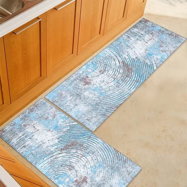Tapis De Couloir 70x150 Cm Gris Antidérapant - Tapis Cuisine Salon Moderne Lavable Polyester, Taille Réglable