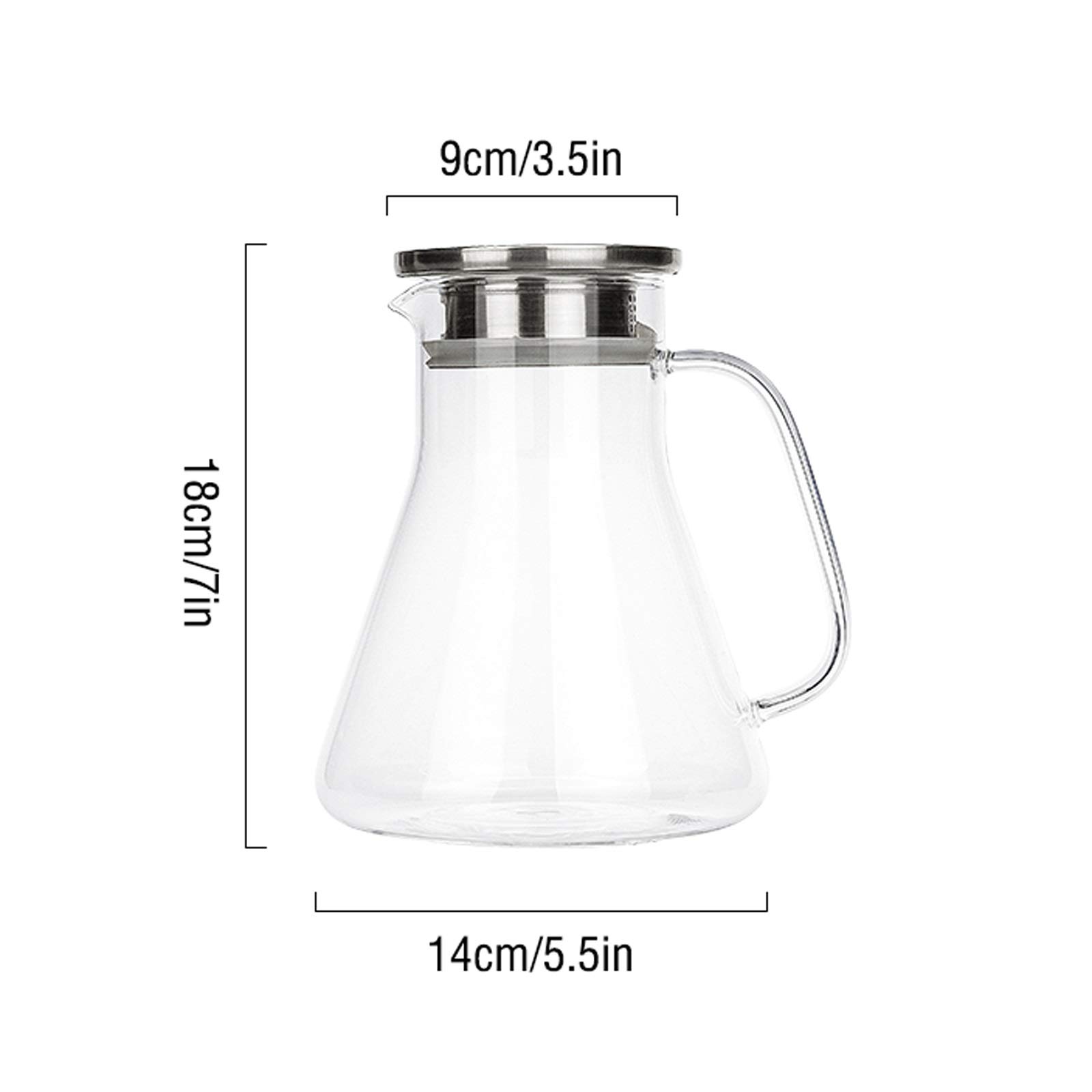 Pichet Verre de ménage Cafare avec poignée Pichet en Verre résistant à la température élevée for Le jus, Le Lait, Les Boissons glacées sans Goutte Pichets