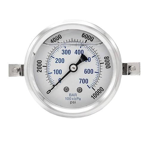 Miniatura 2 de PIC Gauges PRO-203L-254U Manómetro industrial relleno de glicerina con abrazadera en U con carcasa SS, internos de latón, lente de plástico, esfera