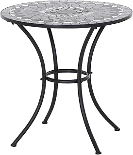 Siena Garden Como - Mesa de Bistro, Color Negro Mate y Gris Oscuro