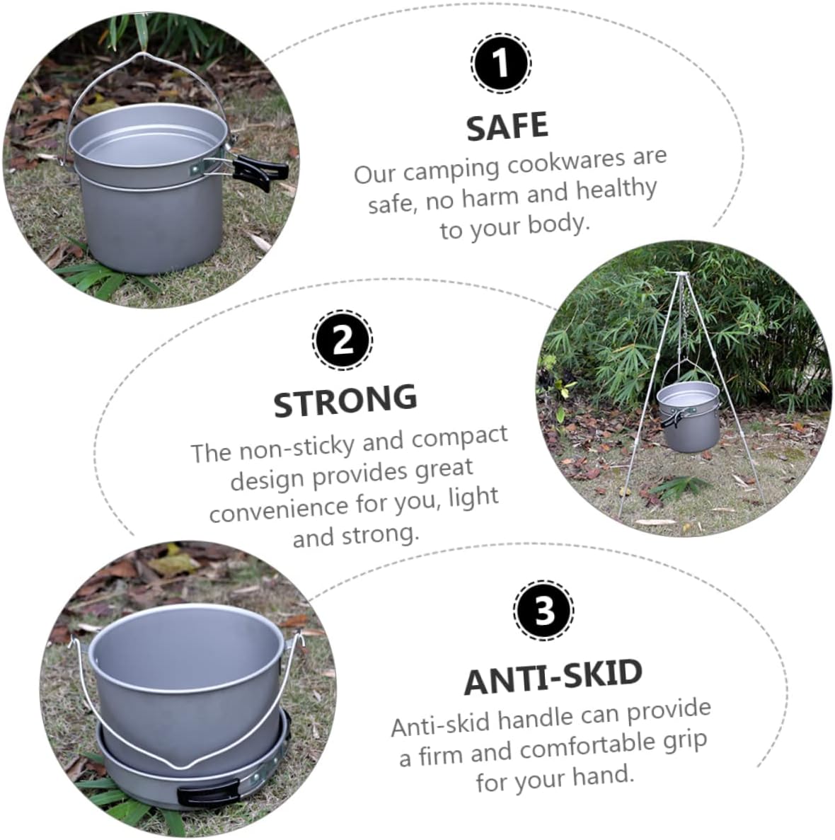 1set Portable Outdoor Camping Cookware for People Lightweight Non-stick Cooking Pots and Pans for Hiking Backpacking and Picnics