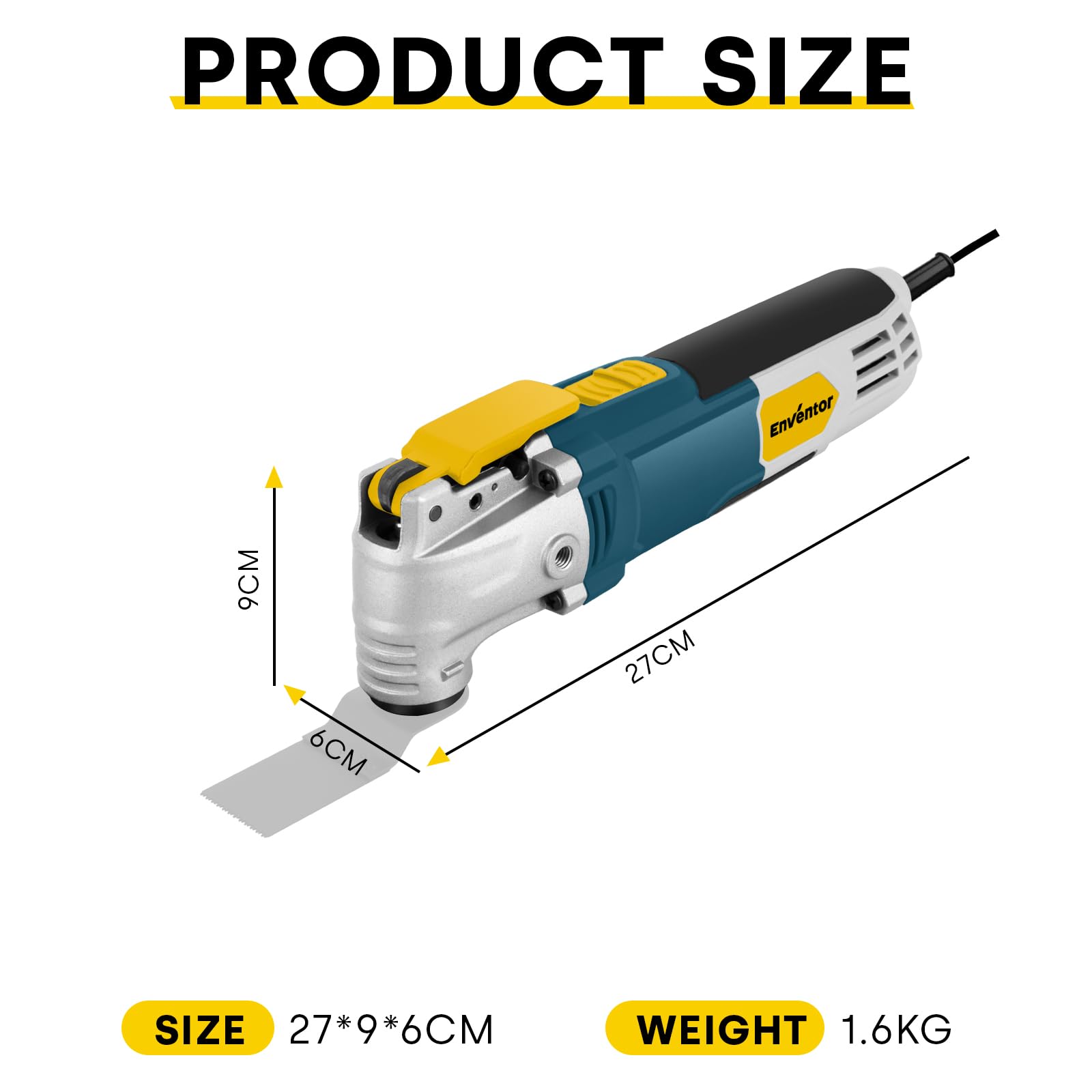ENVENTOR Oszillationswerkzeug, 300W Multifunktionswerkzeug mit 28 Zubehör, 6 Variable Geschwindigkeit 15000-22000RPM, 3° Oszillationswinkel, zum Schneiden, Schnitzen, Bohren, Schleifen, Polieren