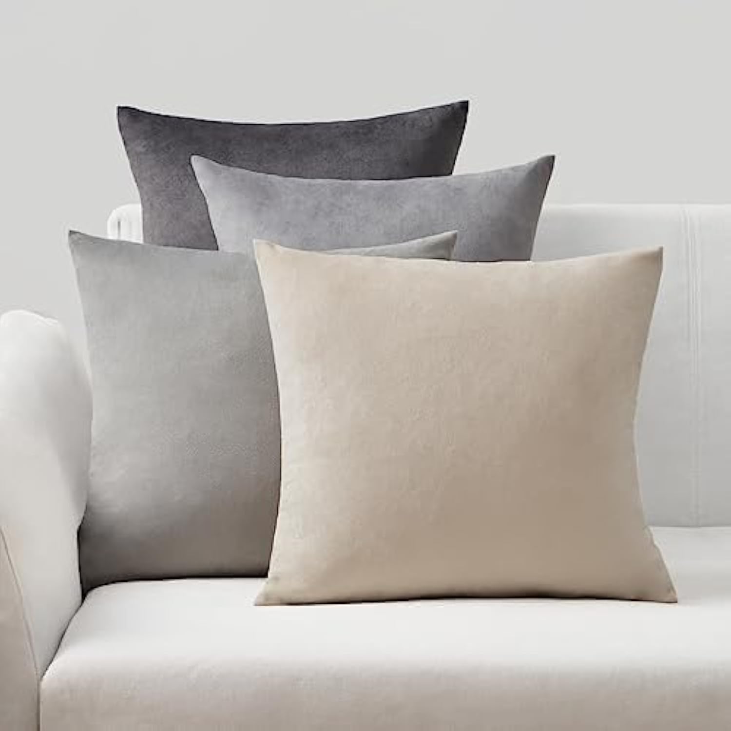 Topfinel Housse Coussin Canapé Taie Oreiller Lot de 2 en Velours Côtelé Beige à Motif Croisé Boheme Scandinave